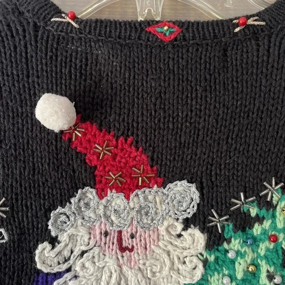 Vintage Belle Pointe Ugly Christmas Sweater Beaded Embroidered Colorful Sz Small - Picture 15 of 16